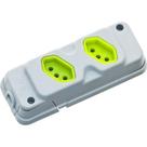 Tomada Barra Fiolux Dupla 20A 2 Polos+Terra Cinza/Verde