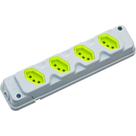 Tomada Barra Fiolux Quadrupla 20A 2 Polos+Terra Cinza/Verde