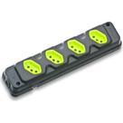 Tomada Barra Fiolux Quadrupla 20A 2 Polos+Terra Preta/Verde