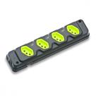 Tomada Barra Fiolux Quadrupla 20A 2 Polos+Terra Preta/Verde