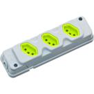 Tomada Barra Fiolux Tripla 20A 2 Polos+Terra Cinza/Verde