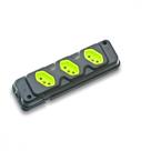 Tomada Barra Fiolux Tripla 20A 2 Polos+Terra Preta/Verde