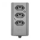 Tomada Barra Hércules Tripla 2P 10A 250V Cinza Interneed