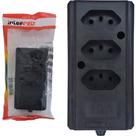 Tomada Barra Interneed 2 Polos +Terra Preta 10A. Tripla