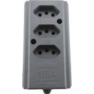 Tomada Barra Interneed Tripla 10A 2 Polos +Terra Cinza 66231