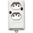 Tomada Barra Naticon Dupla 10A 2 Polos +Terra Branca 573
