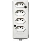 Tomada Barra Naticon Quadrupla 10A 2 Polos +Terra Branca 575