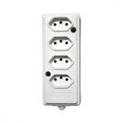 Tomada Barra Naticon Quadrupla 10A 2 Polos +Terra Branca 575