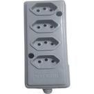 Tomada Barra Naticon Quadrupla 10A 2 Polos +Terra Cinza 608