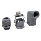 Tomada Conector Heavy Duty Reto Com Base De Fixação Em 100 Graus Sem Miolo M20X1.5