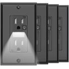 Tomada de parede com luz noturna SOZULAMP Black 15A 125V, pacote com 4