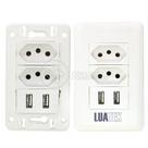 Tomada de Parede com USB Modelo Luxo Dupla 10A com 2 Portas USB 5V sem Parafuso Exposto Branco Smart Tomada de Parede com USB Modelo Luxo Dupla 10A com 2 Portas USB 5V sem Parafuso Exposto Branco Smart
