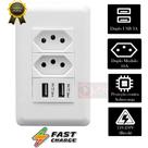 Tomada De Parede Dupla 10A Com Espelho Branco 4x2 Com 2 Portas Usb 3A - Original