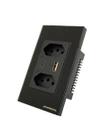 Tomada de parede dupla inteligente Novadigital + USB Preto