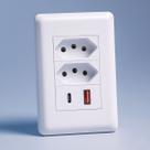 Tomada de Parede Inteligente Bivolt com USB Tipo C Carregamento Turbo 10A Universal