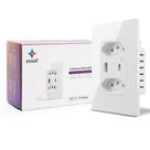 Tomada de Parede inteligente Dupla entrada USB - USB-C 10A 4x2 Wi-Fi BRANCO EKAZA- EKAT-T317WB