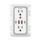 Tomada De Parede Multiuso Com 6 Saídas AC E 4 Portas USB, Plugue Universal, Carregamento Rápido E