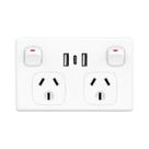 Tomada De Parede USB Dupla Com Tipo-C E Interruptor, Adaptador AU 10A Para Carregamento De Celular