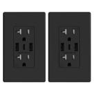 Tomada de parede USB ELEGRP 20A com 3 portas USB-C, preto fosco, pacote com 2