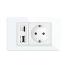 Tomada De Parede USB Tipo C Com 2 Portas 2A, Plugue Elétrico 16A, Painel De Vidro Cristal, Padrão