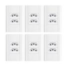 Tomada Dupla 10a/250v Com Placa 4x2 Fame Modulare - Kit 6 Un