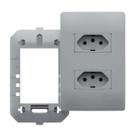 Tomada Dupla 10A/250V Com Placa Linha Habitat Onix - Fame