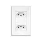 Tomada dupla 2p+T 10a com placa 4x2 Fame Evidence Branco