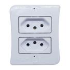 Tomada Dupla 2p+t 10A Sobrepor Externo Branco Com Placa Espelho Linha Viena Bivolt 127v e 250v Tomada Dupla 2p+t 10A Sobrepor Externo Branco Com Placa Espelho Linha Viena Bivolt 127v e 250v