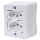 Tomada Dupla 2p+t 10A Sobrepor Externo Com Placa Espelho Branco Com Inmetro Linha Viena