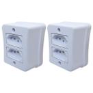Tomada Dupla 2p+t 10A Sobrepor Externo Placa Espelho Branco