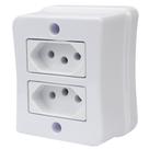 Tomada Dupla 2p+t 20A Sobrepor Externo Com Placa Espelho Branco Com Inmetro Linha Viena