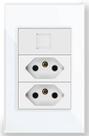 Tomada Dupla C/ RJ45 Branca Flex 10A e 20A Tomada Dupla C/ RJ45 Branca Flex 10A e 20A