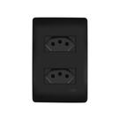 Tomada Dupla Fame Habitat Black 2P+T 10A com Placa 4x2 Preta