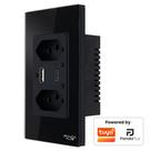 Tomada Dupla Inteligente USB A e C Carrega Rápido Wifi 10A Bivolt Smartlife Tuya PandaPlus Alexa Google Controle Voz App