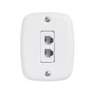 Tomada Dupla Jack 2 vias RJ11 Telefone 4x2 Sistema X Sobrepor Branca Pluzie