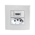 Tomada Dupla Móvel 3 Pinos 10a + HDMI Gesso Drywall Marmore Granito Pedra Embutir Branco Margirius Tomada Dupla Móvel 3 Pinos 10a + HDMI Gesso Drywall Marmore Granito Pedra Embutir Branco Margirius