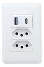 Tomada dupla + usb + usb-c