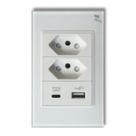 Tomada Dupla Usb Usbc Novadigital 10a 16a 20a 4x2 Vidro Temperado Embutir Sem Wifi WK-USBC-W BRANCA
