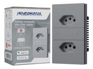 tomada dupla zigbee Nova digital linha safira cor cinza SA-T2 tomada dupla zigbee Nova digital linha safira cor cinza SA-T2
