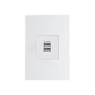 Tomada Duplo Carregador USB-A MarGirius Sleek 2A 10W com Placa 4x2 Branca