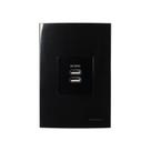 Tomada Duplo Carregador Usb-a Margirius Sleek 2a 10w Com Placa 4x2 Preto Ebony