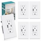Tomada elétrica BESTTEN, tomada de parede USB de 24 W, pacote com 5 Tomada elétrica BESTTEN, tomada de parede USB de 24 W, pacote com 5