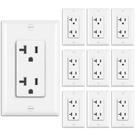 Tomada elétrica de parede BESTTEN 20A/125V/2500W, pacote com 10 unidades, branca