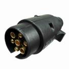 Tomada Elétrica Engate Redonda 7 Polos Macho Nylon Preto /24V