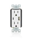 Tomada elétrica Leviton T5638-W Carregador USB tipo A/C de 18 W
