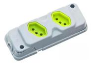 Tomada Em Barra Robust 4T 2PT Cinza/Verde Fiolux Tomada Em Barra Robust 4T 2PT Cinza/Verde Fiolux