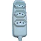 Tomada em Barra Tripla 2p+t 10a 127/220V Branca Ilumi 1089