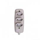 Tomada Em Barra Tripla Bipolar 2p 10a 250v Cinza - 1633 - Ilumi Tomada Tripla 2p 10a 250v Cinza 1633 Ilumi