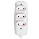Tomada Em Barra Tripla Bipolar 2p 10a 250volts Branca - 2633 - Ilumi Tomada Tripla 2p 10a 250v Branca 2633 Ilumi