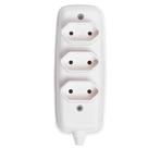 Tomada em Barra Tripla Bipolar 2P 10A 250Volts Branca - 2633 - ILUMI